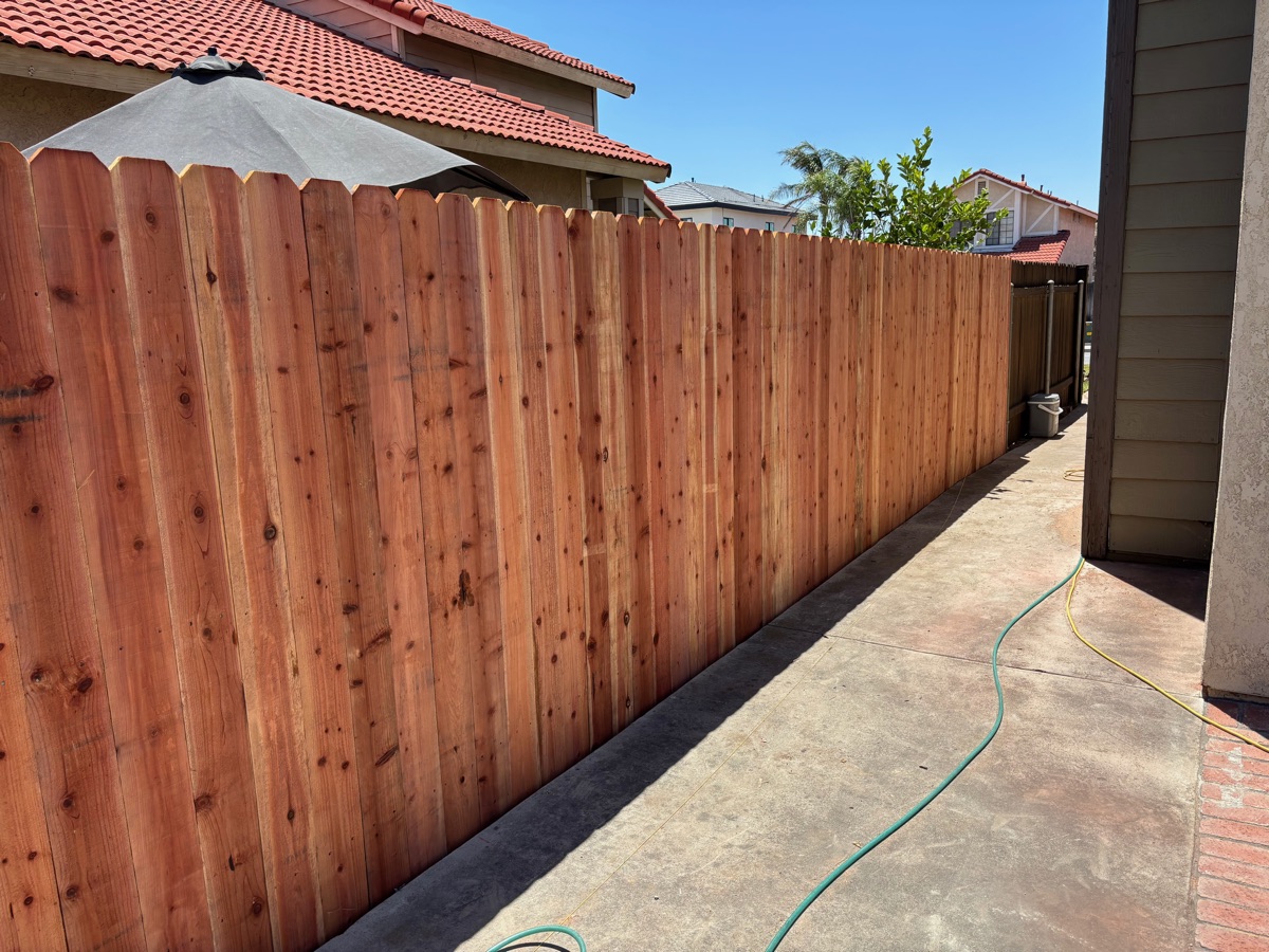 Completed cedar wood privacy fence